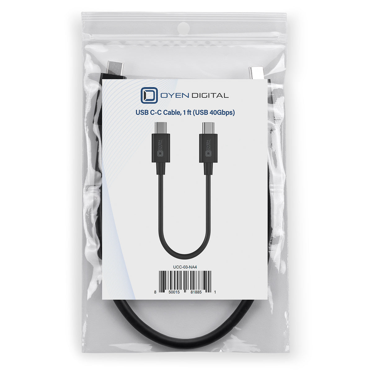 Oyen Digital USB4 Cable (40Gbps), 1ft (0.3M), 8K Video, 240W Charging