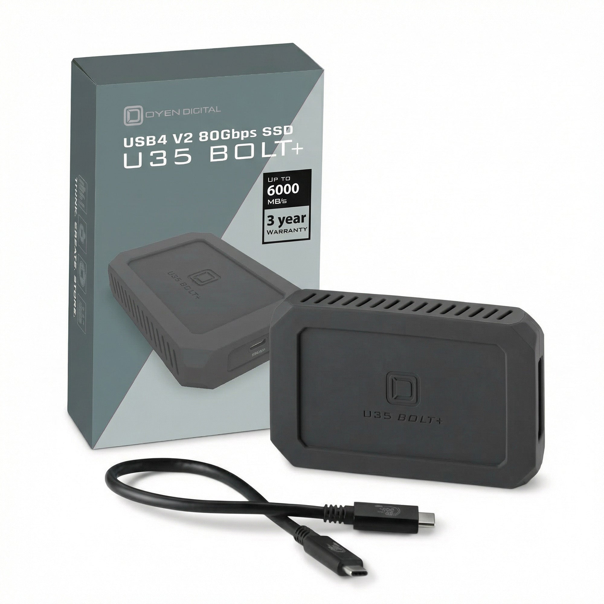 U35 Bolt+ USB4 (80Gbps) Portable USB-C SSD, Up to 6000 MB/sec