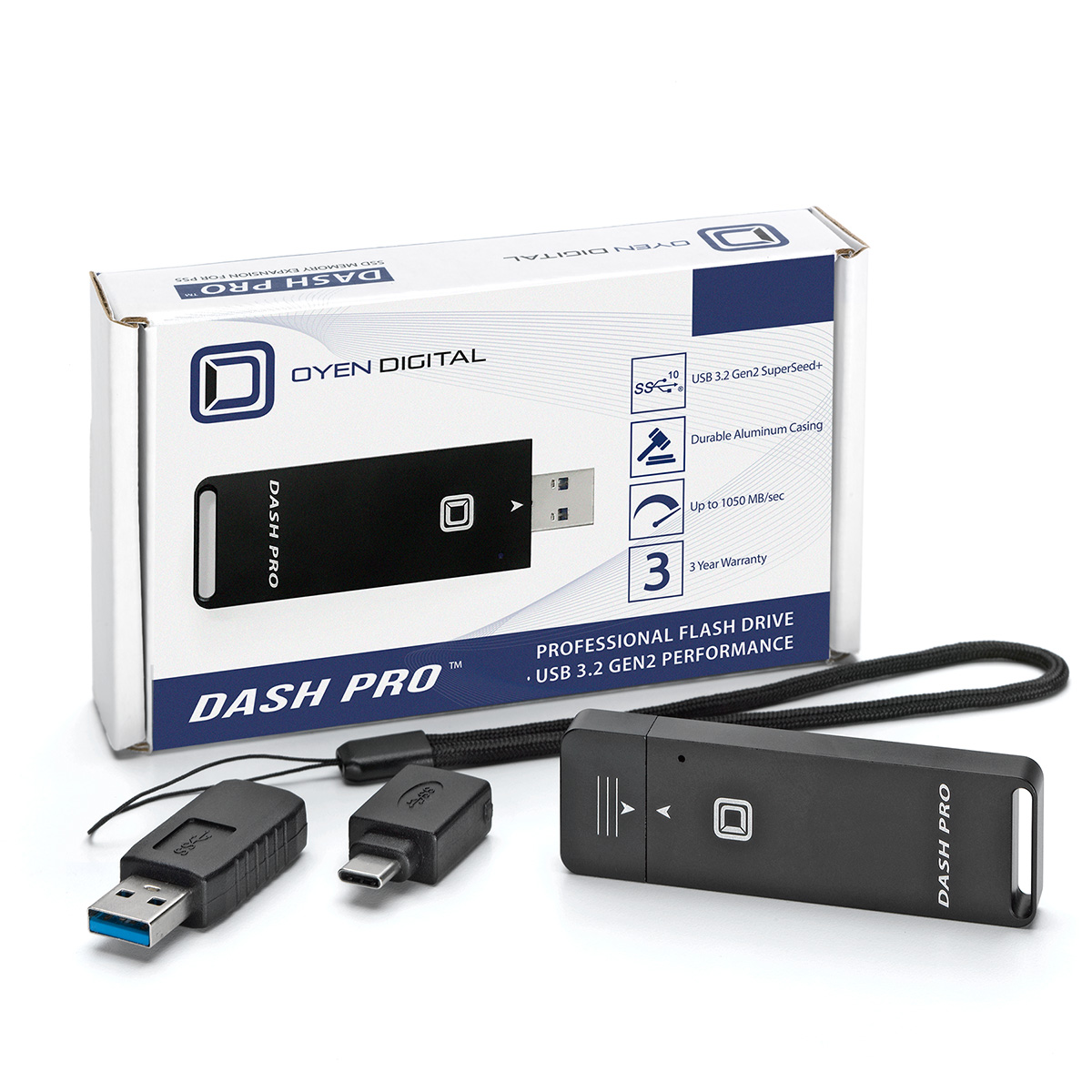 Oyen Digital: Dash Pro 2TB USB 3.2 Flash Drive Memory Stick Portable SSD -  Up to 1050 MB/s